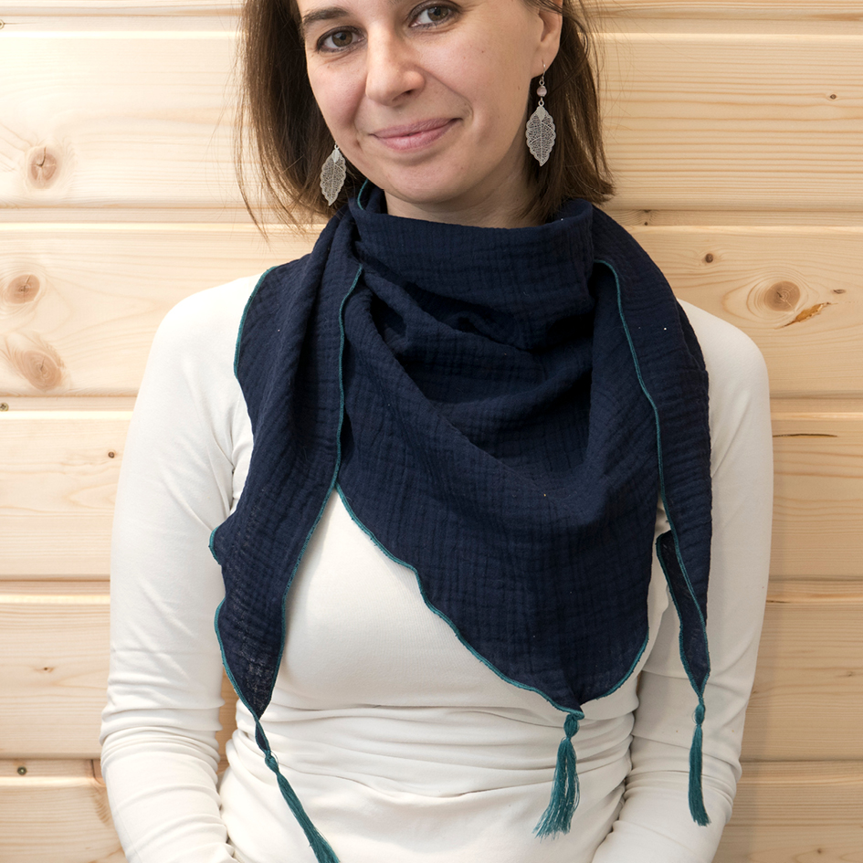 ZESTAW MUŚLINOWYCH CHUST_GRANAT I MORSKI