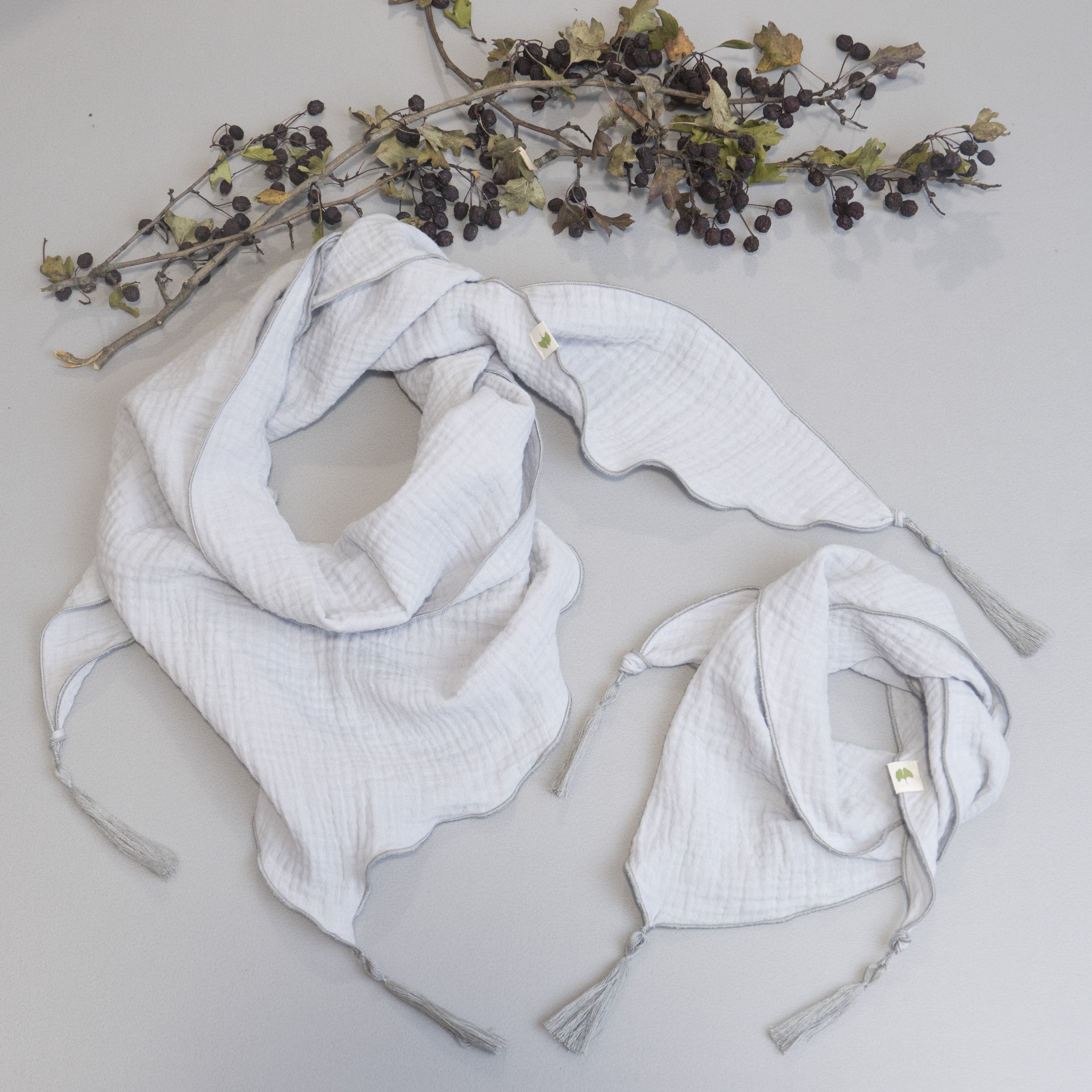 ZESTAW MUŚLINOWYCH CHUST_SZARY