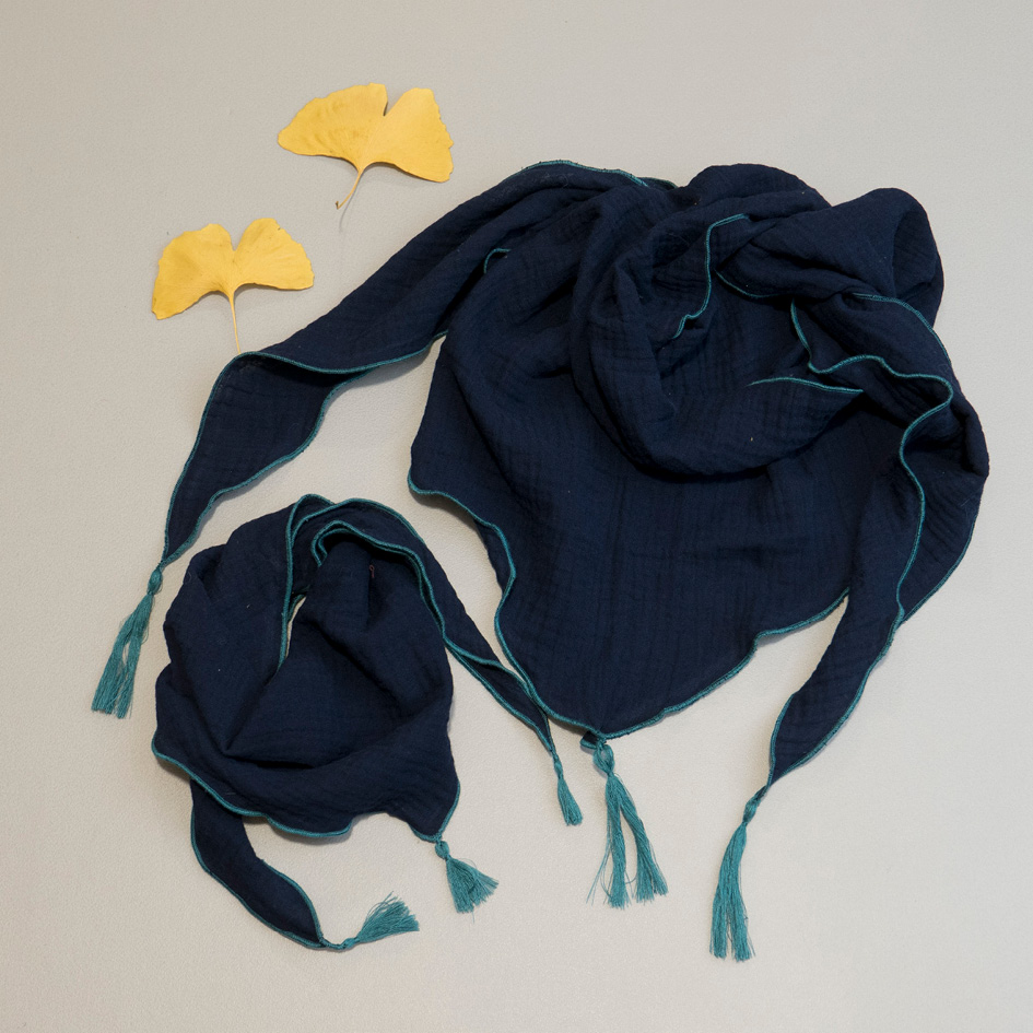 ZESTAW MUŚLINOWYCH CHUST_GRANAT I MORSKI