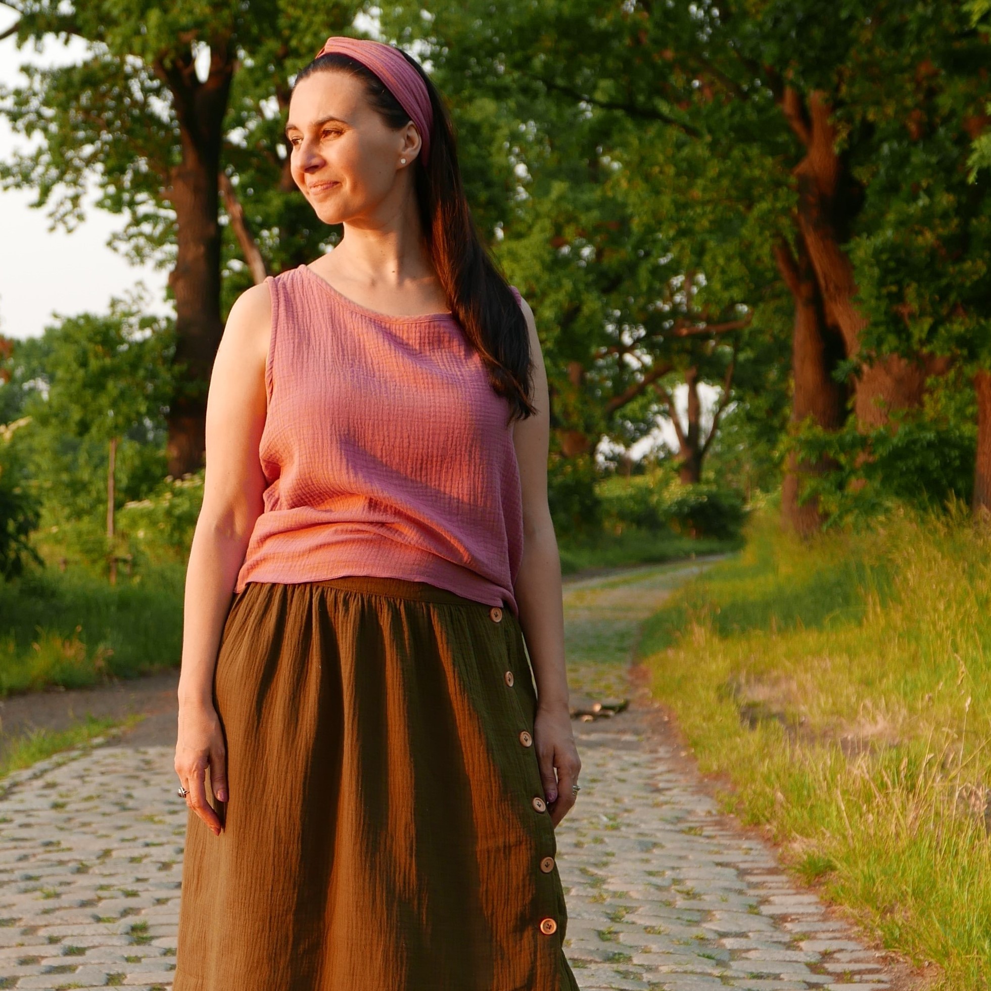 Muślinowa spódnica z guzikami "Eliza"