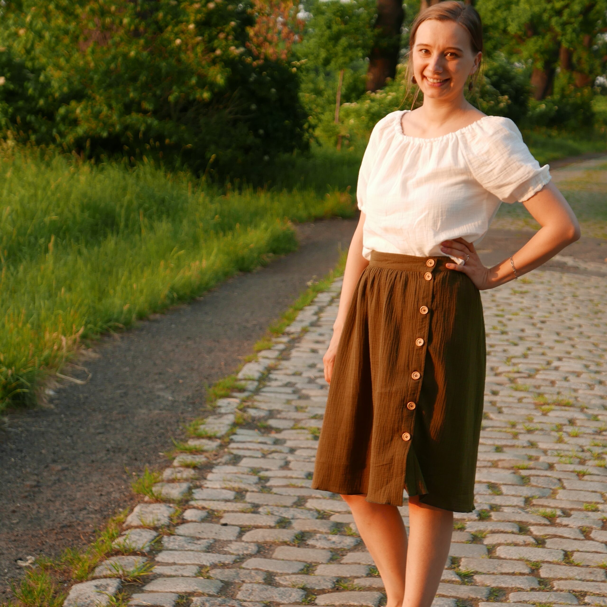 Muślinowa spódnica z guzikami "Eliza"