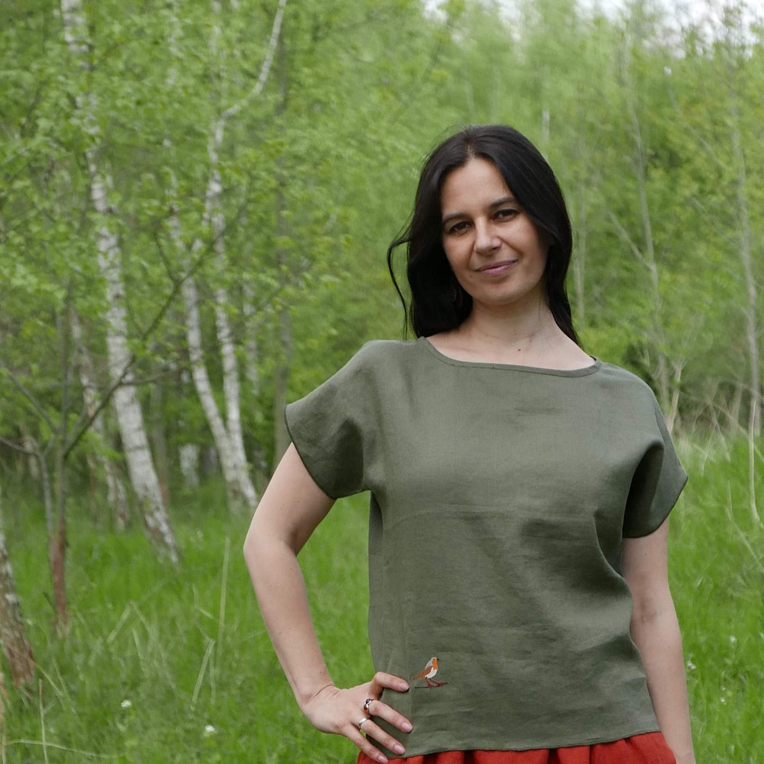 Lniana bluzka "Alinka"_Rudzik