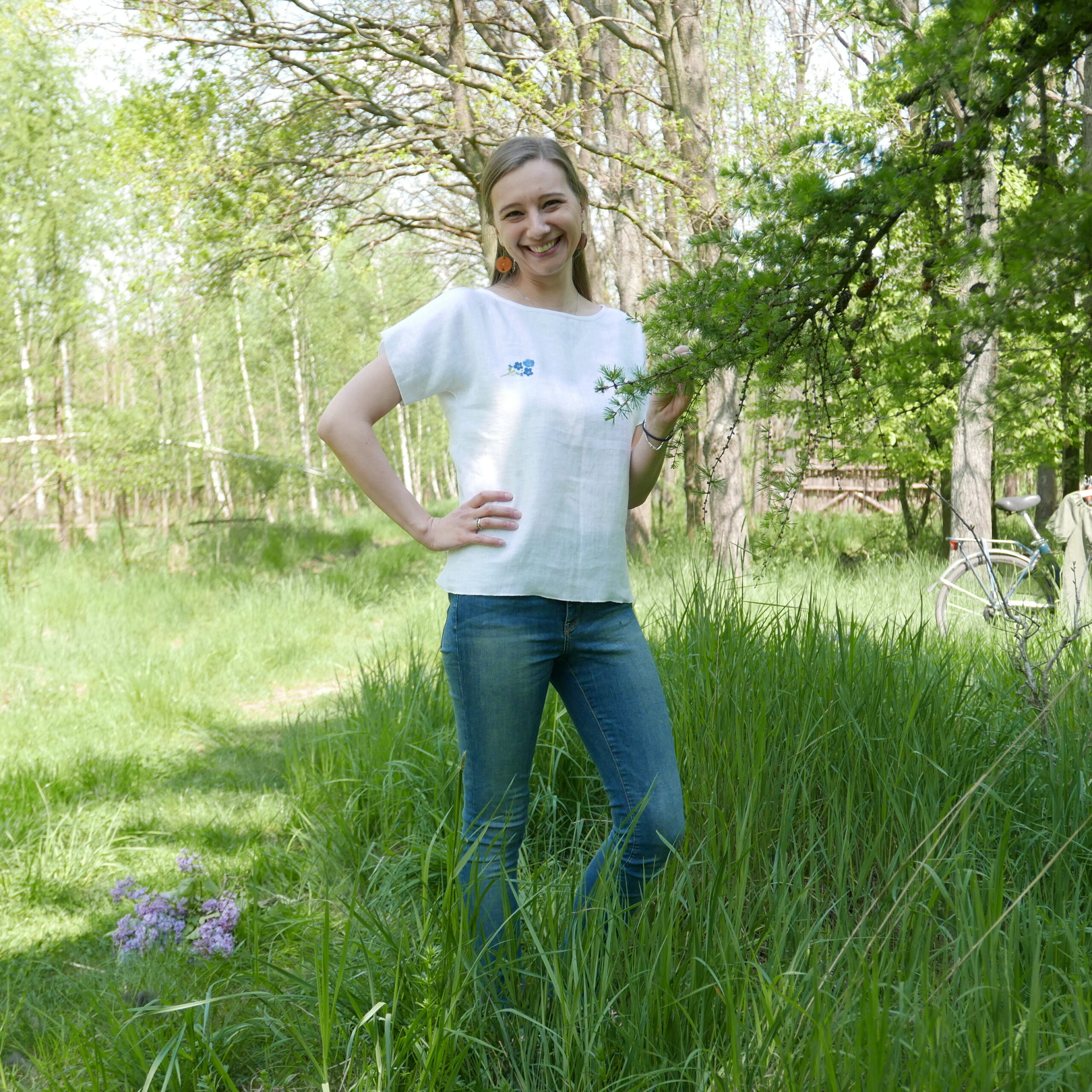 Lniana bluzka"Alinka"_Niezapominajka