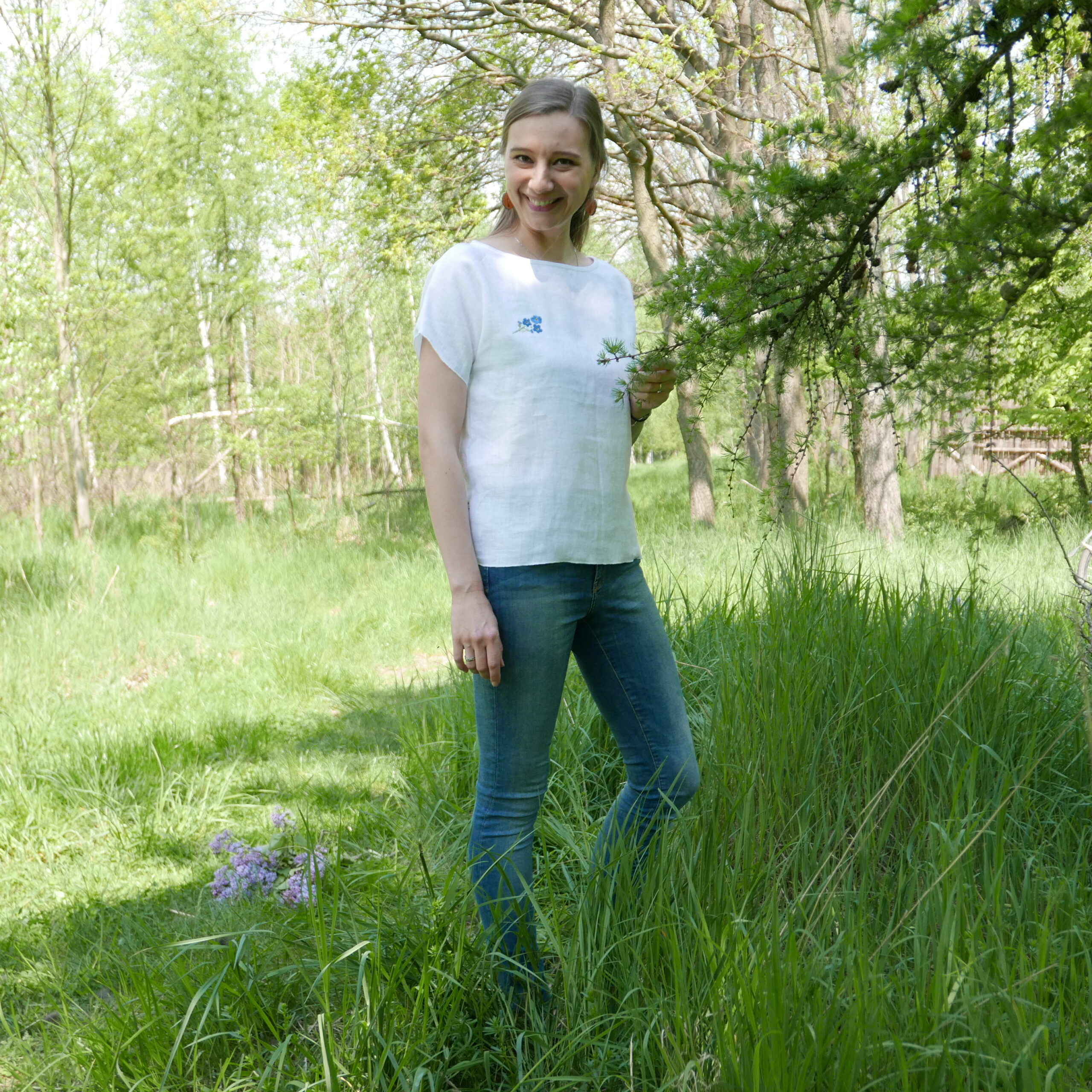 Lniana bluzka"Alinka"_Niezapominajka