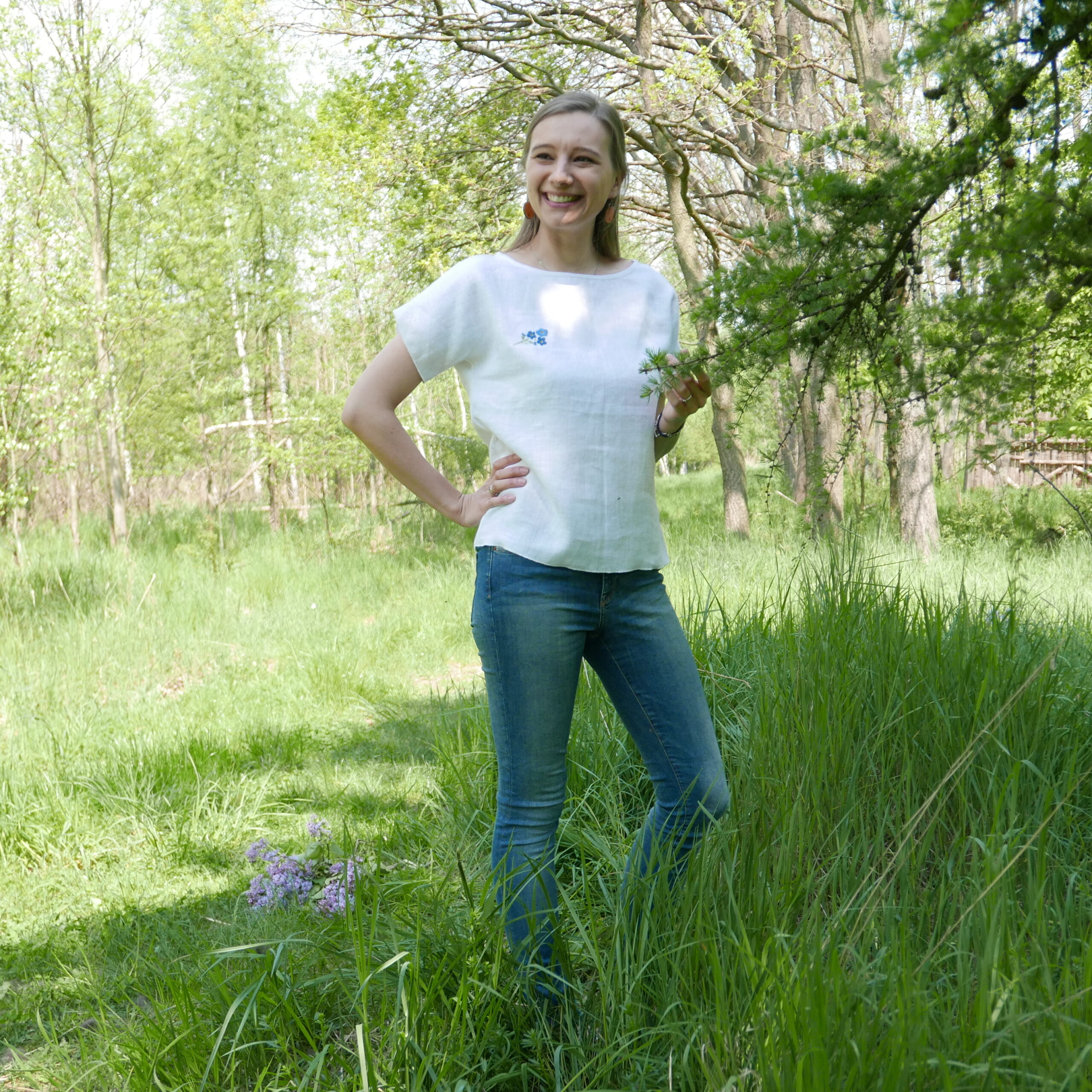 Lniana bluzka"Alinka"_Niezapominajka