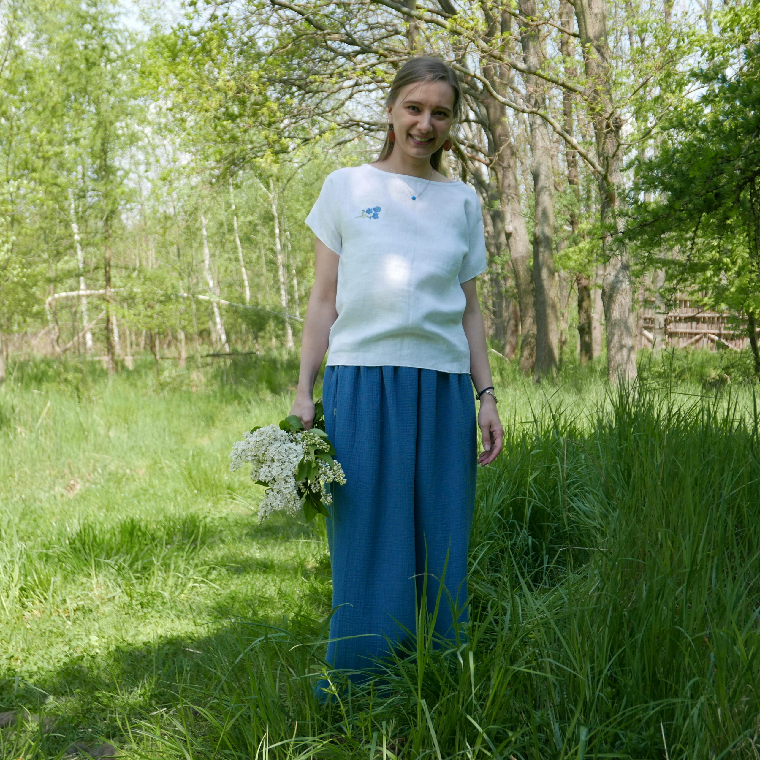 Lniana bluzka"Alinka"_Niezapominajka