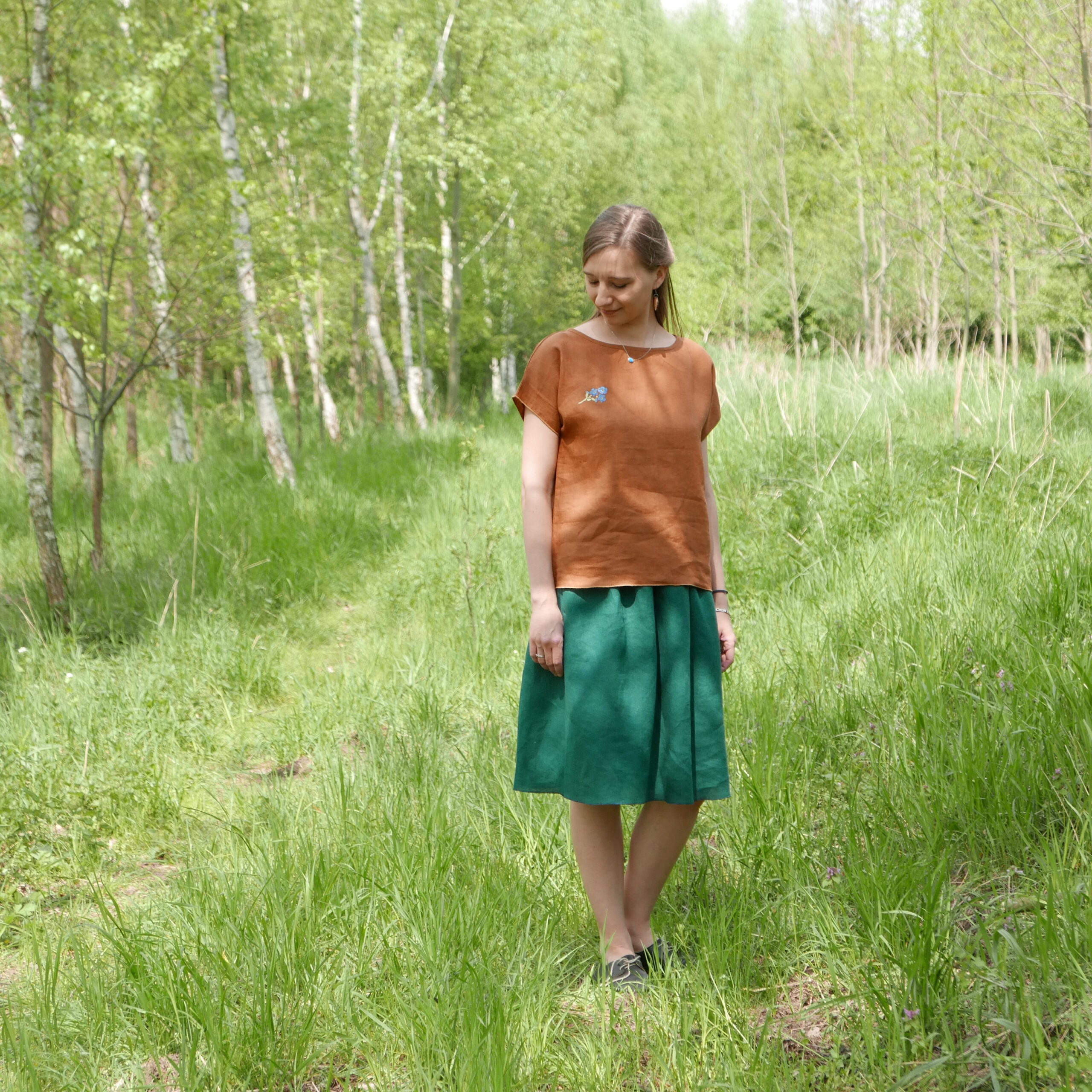 Lniana bluzka"Alinka"_Niezapominajka