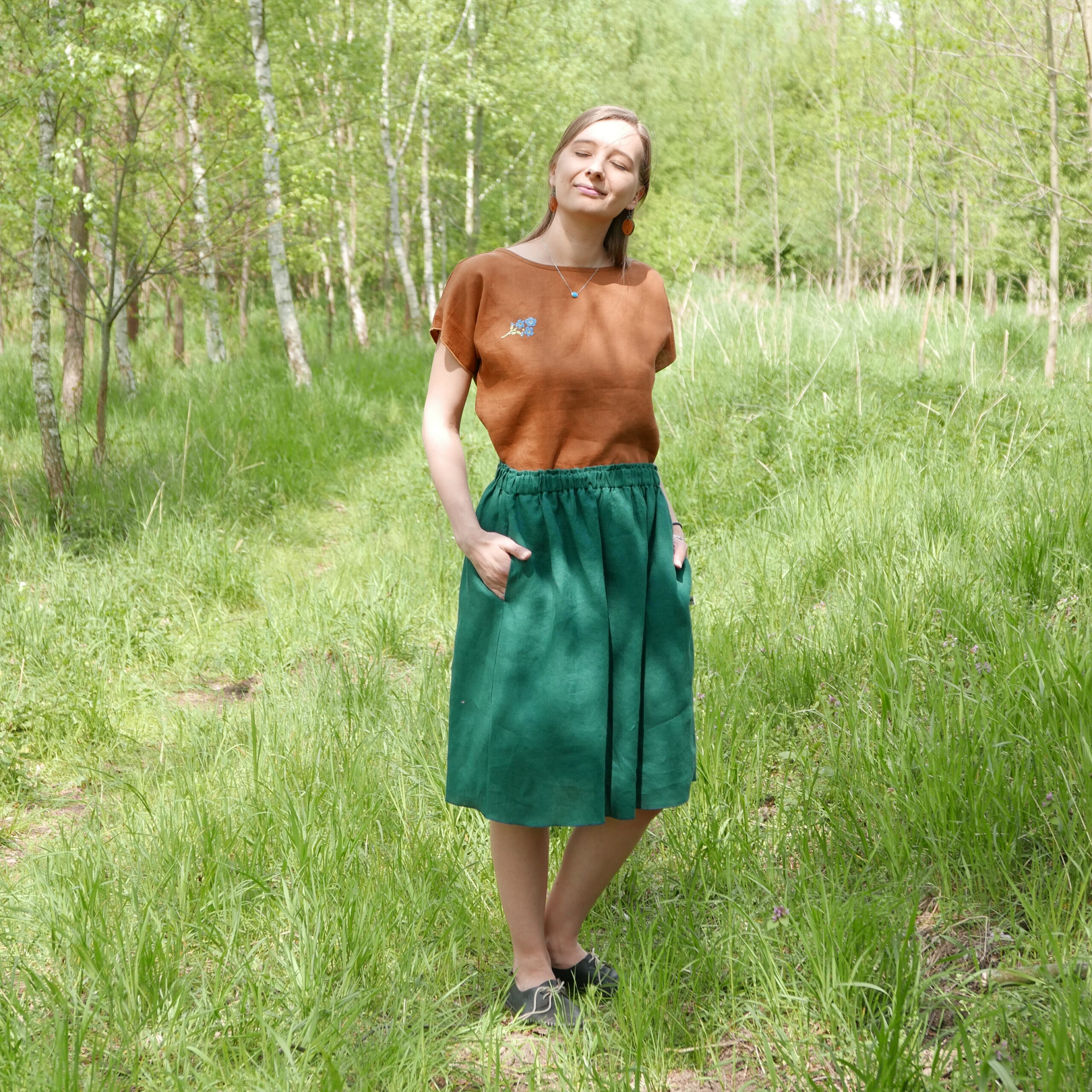 Lniana bluzka"Alinka"_Niezapominajka