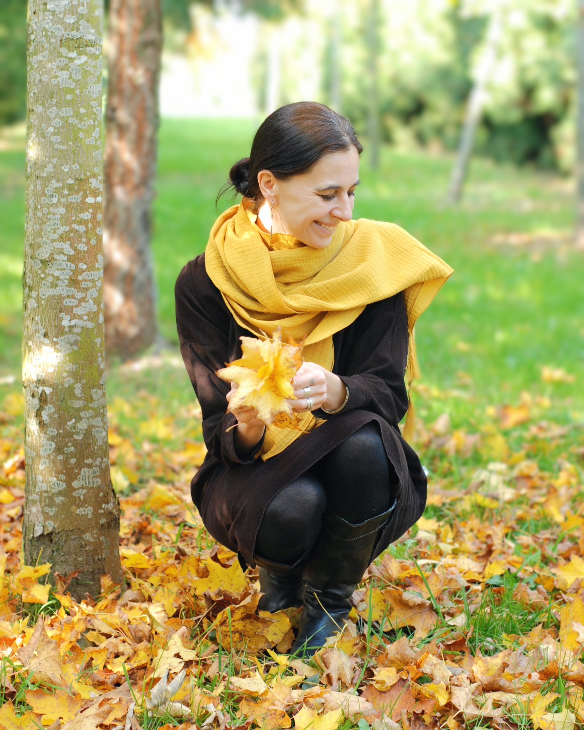 Muślinowy szal musztardowy