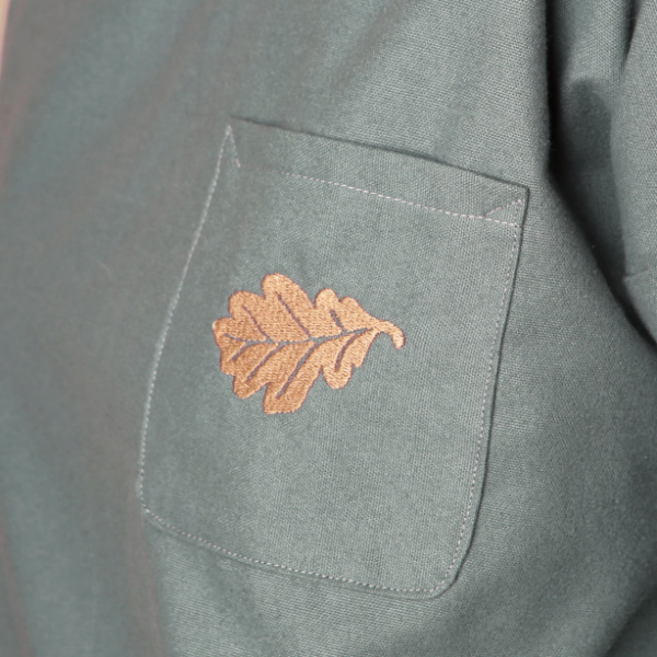 piżama flanelowa z kieszonką z motywem listka dębu