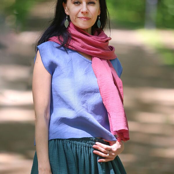 muslinowy szal z frędzelkami