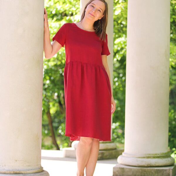 sukienka damska muślinowa z kieszeniami